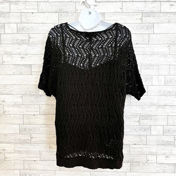 DANA BUCHMAN Metallic Knit Short Sleeve Sweater + Attached Tank, M, NWT! - Picture 8 of 10